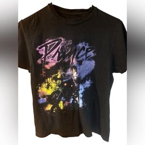 Prince Black Tee with Purple and Multicolor Graphic